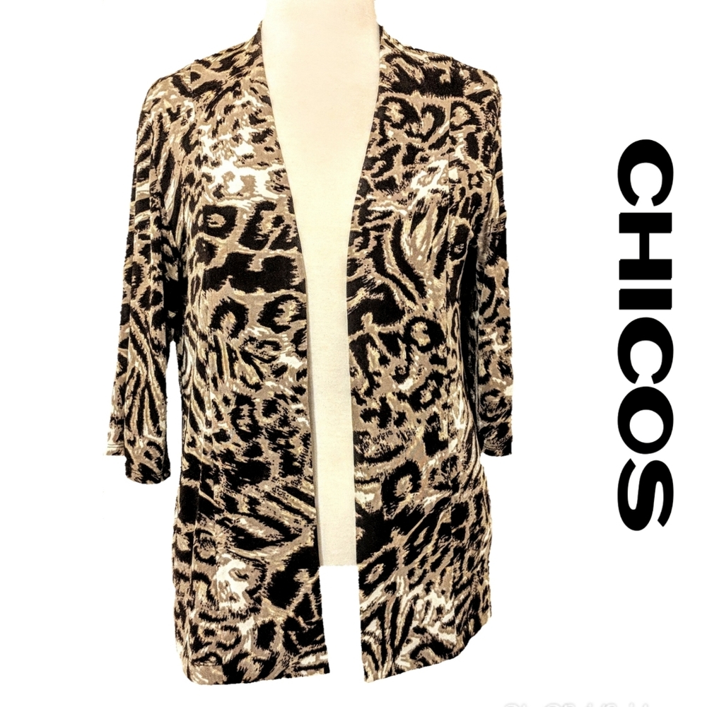 3/$15 CHICOS Animal Print cardigan